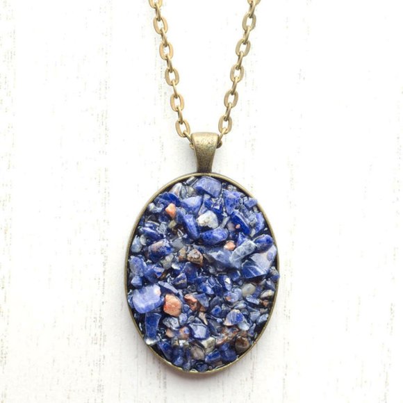 Sodalite Druzy Pendant - Picture 1 of 2